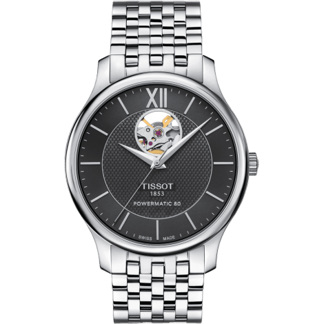 Tradition Powermatic 80 Open Heart 40 Stainless Steel / Black / Bracelet