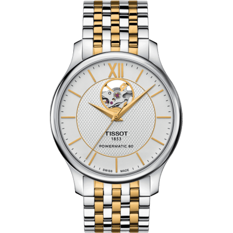 Tradition Powermatic 80 Open Heart 40 Stainless Steel - Yellow Gold / Silver / Bracelet