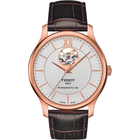 Tradition Powermatic 80 Open Heart 40 Rose Gold / Silver / Strap