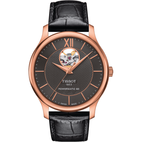 Tradition Powermatic 80 Open Heart 40 Rose Gold / Grey / Strap