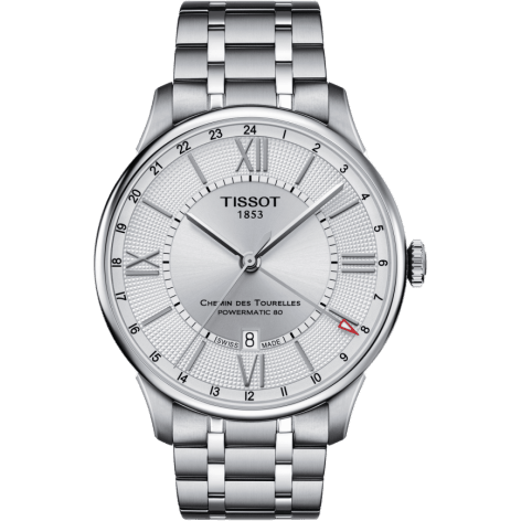 Chemin Des Tourelles Powermatic 80 GMT 42 Stainless Steel / Silver / Bracelet
