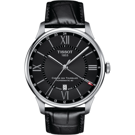 Chemin Des Tourelles Powermatic 80 GMT 42 Stainless Steel / Black / Strap