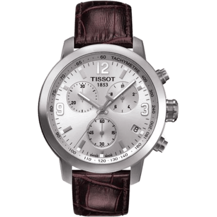 PRC 200 Quartz Chronograph Silver Brown Leather