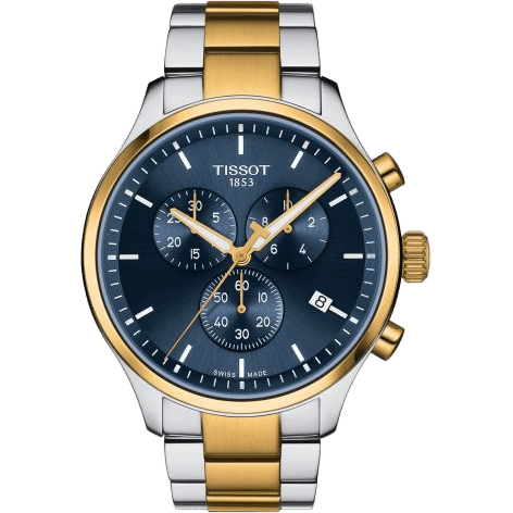 Chrono XL Classic Stainless Steel - Yellow Gold / Blue / Bracelet