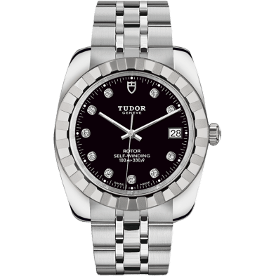 Classic 38 Stainless Steel / Fluted / Black-Diamond / Bracelet