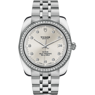 Classic 38 Stainless Steel / Diamond / Silver-Diamond / Bracelet