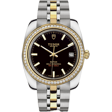 Classic 38 Stainless Steel / Yellow Gold / Diamond / Black / Bracelet