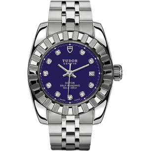 Classic 28 Stainless Steel / Fluted / Blue-Diamond / Bracelet