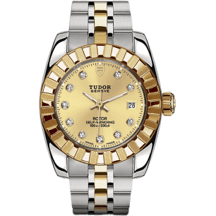 Classic 28 Stainless Steel / Yellow Gold / Fluted / Champagne-Diamond / Bracelet