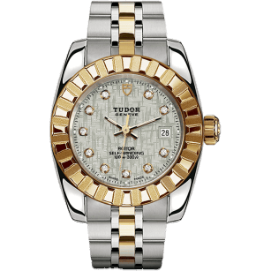 Classic 28 Stainless Steel / Yellow Gold / Fluted / Silver-Diamond / Bracelet