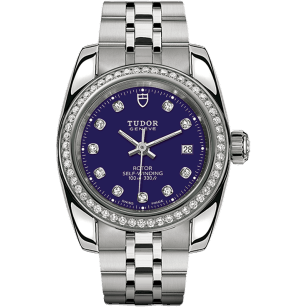Classic 28 Stainless Steel / Diamond / Blue-Diamond / Bracelet