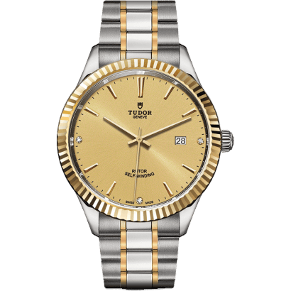 Style 41 Stainless Steel / Yellow Gold / Fluted / Champagne-Diamond / Bracelet