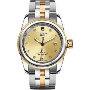 Glamour Date 26 Stainless Steel / Yellow Gold / Champagne-Diamond / Bracelet