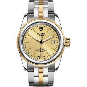 Glamour Date 26 Stainless Steel / Yellow Gold / Champagne / Bracelet