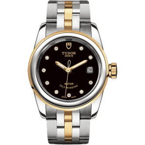 Glamour Date 26 Stainless Steel / Yellow Gold / Black-Diamond / Bracelet