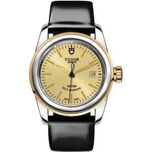 Glamour Date 26 Stainless Steel / Yellow Gold / Champagne / Strap