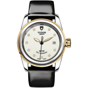 Glamour Date 26 Stainless Steel / Yellow Gold / Opaline-Diamond / Strap