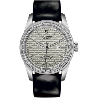 Glamour Date 31 Stainless Steel / Diamond / Jacquard Silver / Strap