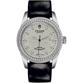 Glamour Date 31 Stainless Steel / Diamond / Jacquard Silver-Diamond / Strap