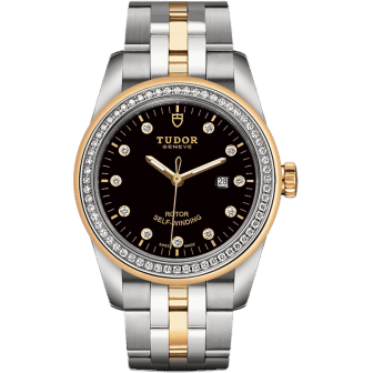 Glamour Date 31 Stainless Steel / Yellow Gold / Diamond / Black-Diamond / Bracelet