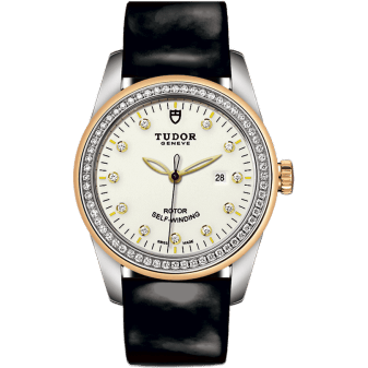 Glamour Date 31 Stainless Steel / Yellow Gold / Diamond / Opaline-Diamond / Strap