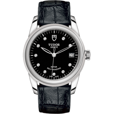 Glamour Date 36 Stainless Steel / Black-Diamond / Strap