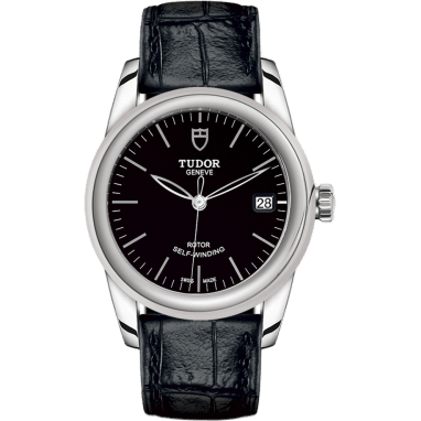 Glamour Date 36 Stainless Steel / Black / Strap
