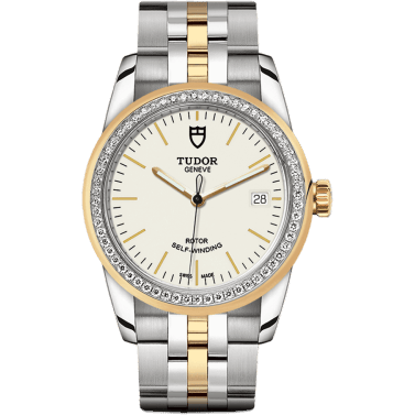 Glamour Date 36 Stainless Steel / Yellow Gold / Diamond / Opaline / Bracelet