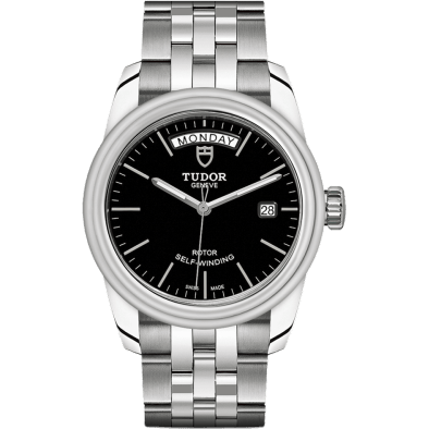 Glamour Day + Date Stainless Steel / Black / Bracelet