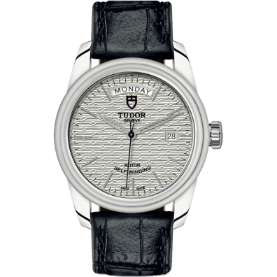 Glamour Day + Date Stainless Steel / Jacquard Silver / Strap