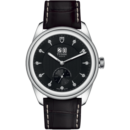 Glamour Double Date Stainless Steel / Black-Diamond / Strap