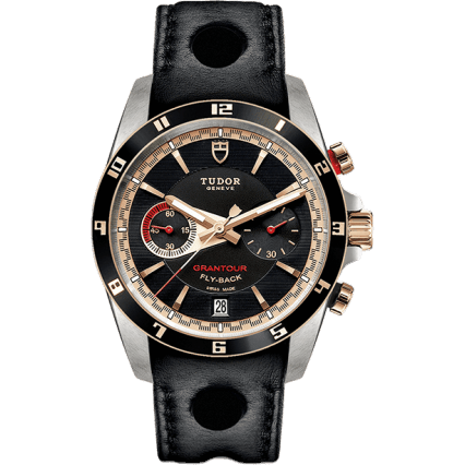 Grantour Flyback Stainless Steel / Pink Gold / Black / Strap