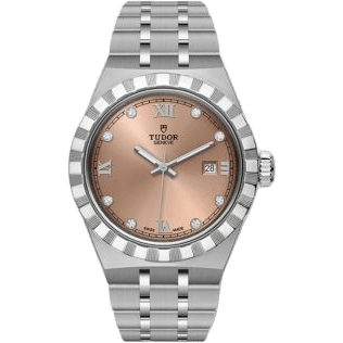 Royal Date 28 Stainless Steel / Salmon - Diamond