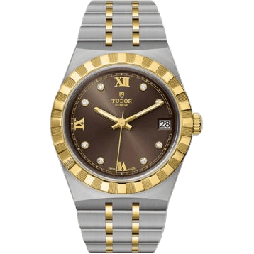 Royal Date 34 Stainless Steel / Yellow Gold / Chocolate - Diamond