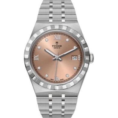 Royal Date 38 Stainless Steel / Salmon - Diamond