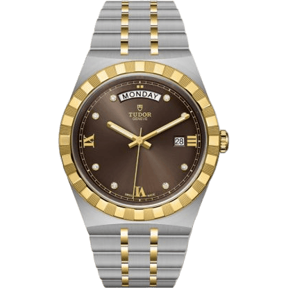 Royal Day-Date 41 Stainless Steel / Yellow Gold / Chocolate - Diamond