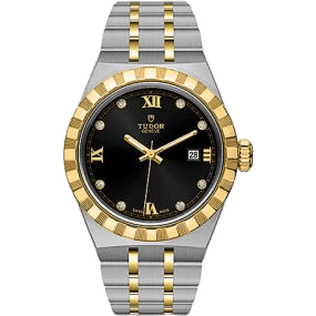 Royal Date 28 Stainless Steel / Yellow Gold / Black - Diamond