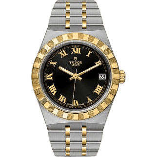 Royal Date 34 Stainless Steel / Yellow Gold / Black - Roman