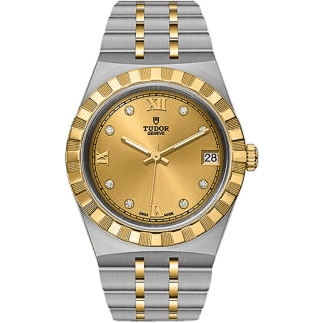 Royal Date 34 Stainless Steel / Yellow Gold / Champagne - Diamond