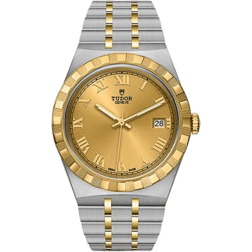 Royal Date 38 Stainless Steel / Yellow Gold / Champagne - Roman