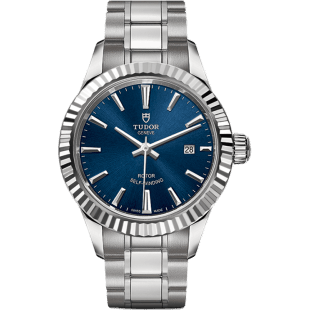 Style 28 Stainless Steel / Fluted / Blue / Bracelet
