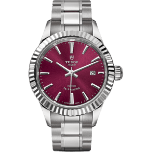 Style 28 Stainless Steel / Fluted / Burgundy / Bracelet