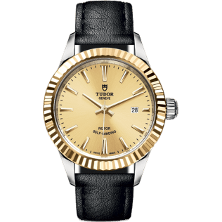 Style 28 Stainless Steel / Yellow Gold / Fluted / Champagne / Strap