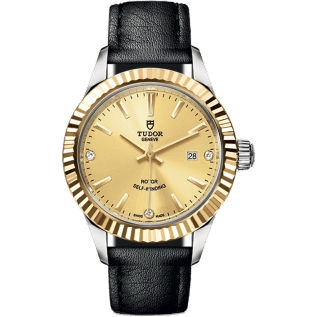 Style 28 Stainless Steel / Yellow Gold / Fluted / Champagne-Diamond / Strap