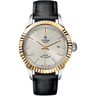 Style 28 Stainless Steel / Yellow Gold / Fluted / Silver-Diamond / Strap