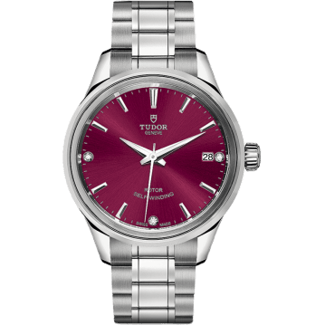 Style 34 Stainless Steel / Burgundy-Diamond / Bracelet