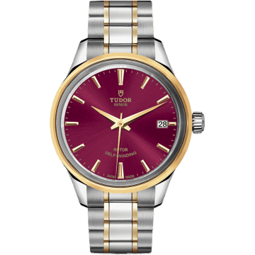 Style 34 Stainless Steel / Yellow Gold / Burgundy / Bracelet