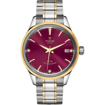 Style 34 Stainless Steel / Yellow Gold / Burgundy-Diamond / Bracelet