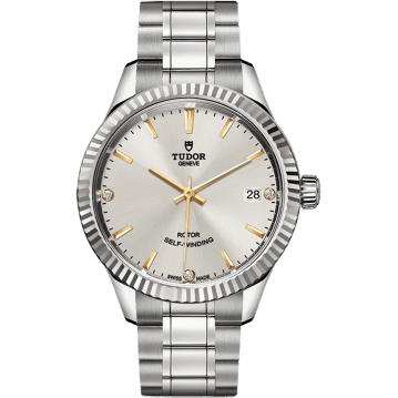 Style 34 Stainless Steel / Fluted / Silver-Diamond / Bracelet