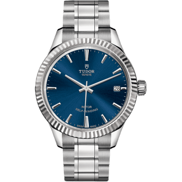 Style 34 Stainless Steel / Fluted / Blue / Bracelet